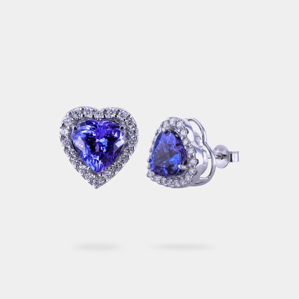 Tanzanite Stone earrings with heart shaped stone