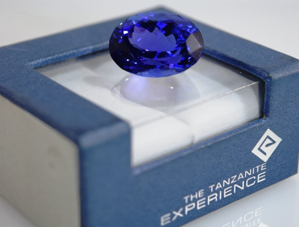 Tanzanite stone on Tanzanite Experience box on the Beautiful Island of Zanzibar